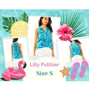 Lilly Pulitzer 100% SILK Teal Blue Green Tank